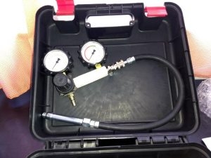 Teste de vazão de cilindro de motor